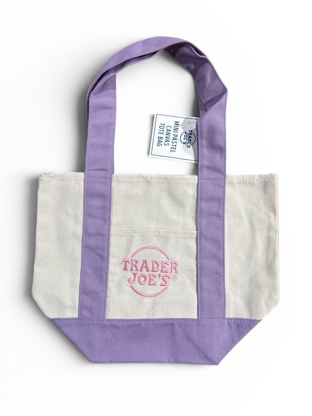 Trader Joe's Mini Canvas Tote Bag | Pastel Purple | 2026 Spring Limited Edition